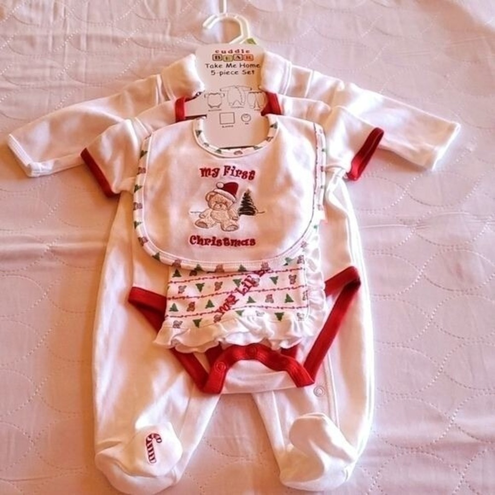 Cuddle Bear Take Me Home 4 piece My First Christmas Sz. 0-3 months Set‎
